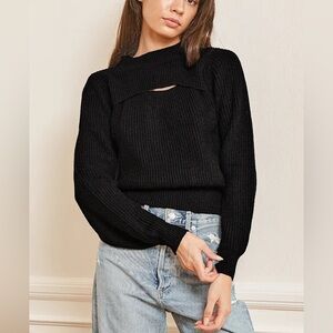 Lulus Lovely Embrace Black Cutout Sweater Top
